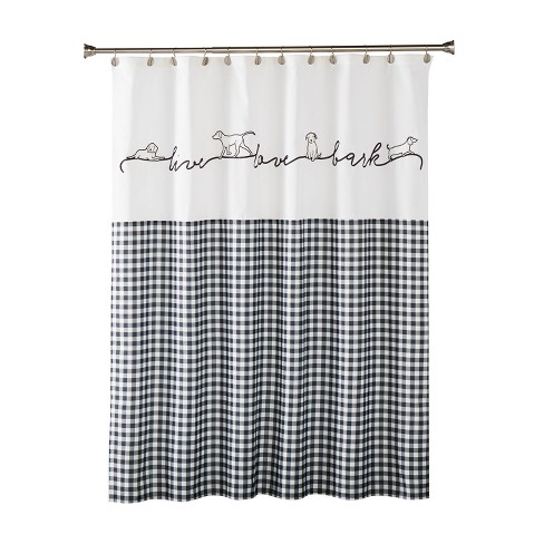 Farmhouse Dogs Fabric Shower Curtain, Target White Waffle Weave Shower Curtain