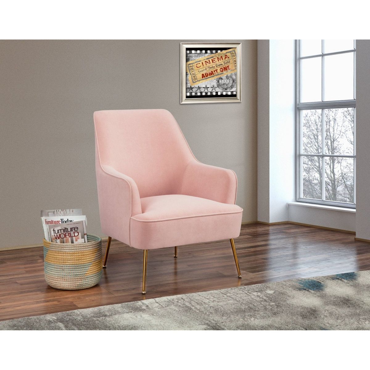 Rebecca Velvet Leisure Chair in Pink | Alpine Furniture - thumbnail 2