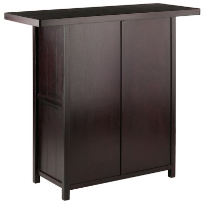 Macon Transitional Espresso Solid Wood Wine Bar with Storage