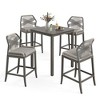 Arceso Outdoor Bar Stools, Rattan Outdoor Counter Height Bar Stools Sets, 26.5" H Woven Rope Patio Bar Chairs with Aluminum Legs , Slate Gray - 2 of 4