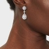 Cubic Zirconia Teardrop Stone Earrings - Silver - 2 of 3