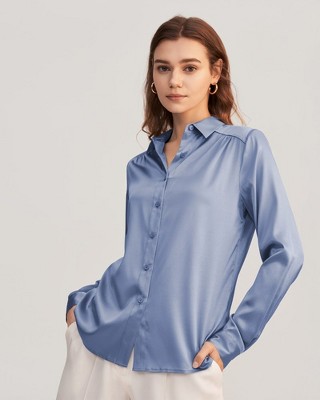 Lilysilk Women's Long Sleeves Collared Silk Blouse : Target