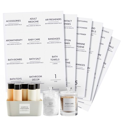 Talented Kitchen 174 Piece Minimalist Bathroom Labels for Beauty and Makeup Label Stickers for Organization Storage System (Water Resistant)