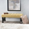 VYNXARIA Ottomans and Benches - Yellow Ottoman Bench with Button-Tufted Design, 48" x 18" x 16" - 3 of 4