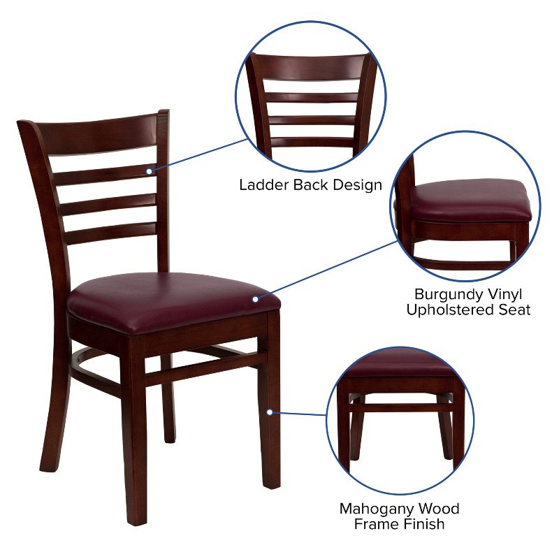 Flash Furniture Ladder Back Wooden Restaurant Chair, 4 of 12