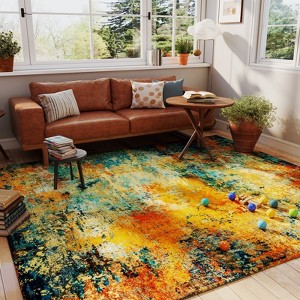 LOVEVOOK Living Room Rug Abstract Area Rugs Machine Washable Large Carpet Non-Slip Faux Wool Indoor Vintage Rugs for Bedroom, Dining Room - 1 of 4
