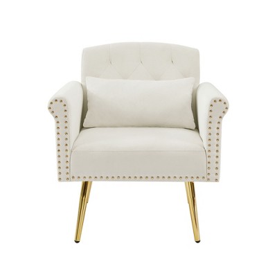 NicBex Upholstered Accent Chair with Button Tufted Modern Velvet Armchair with Metal Legs for Bedroom,Living Room