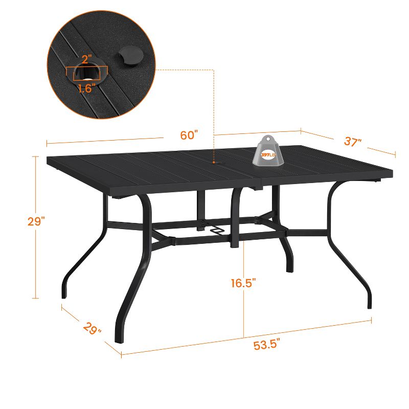 Yaheetech Rectangle Patio Outdoor Dining Bistro Table Black, 3 of 9