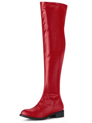 Allegra K Women's Zipped Low Block Heel Over Knee High Fashion Boots