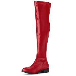 Allegra K Women's Zipped Low Block Heel Over Knee High Fashion Boots - 1 of 4