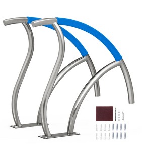 VEVOR Pool Handrail, 2 PCS 30x30 in Pool Railing, Stainless Steel with Base Plate for Indoor/Outdoor Pools,Swimming Pool Safety Railing, Silver - 1 of 4