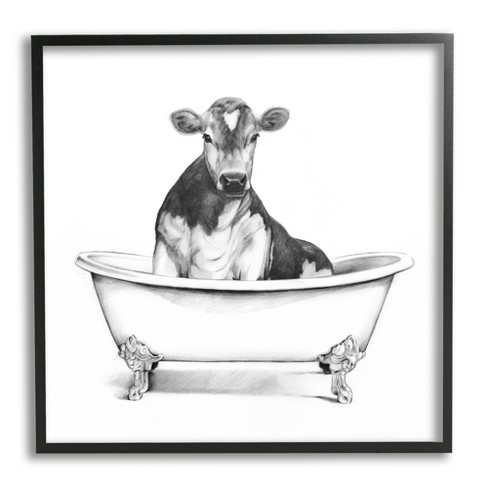 Stupell Industries Cow in Claw Tub Minimal Farm Animal Sketch - image 1 of 4