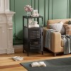 Dcolora Bamboo Bathroom Storage Cabinet, 4 Tier Small White Floor Cabinet with Single Door - 3 of 4
