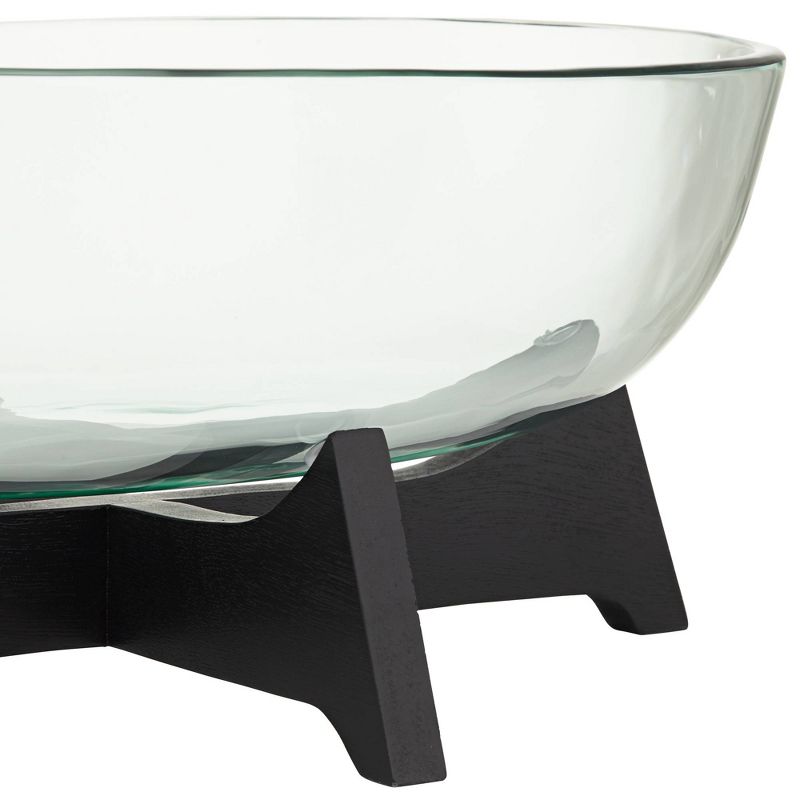Studio 55D Sebastian Black Wood and Clear Glass Oval Decorative Bowl, 3 of 8