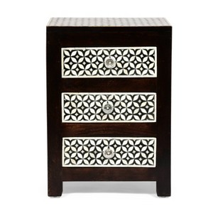 Benewah Handcrafted Boho 3 Drawer Mango Wood Nightstand - Christopher Knight Home: Exotic Inlay, Storage - 1 of 4
