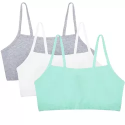 Fruit of the Loom Women's Tank Style Cotton Sports Bra 3-Pack Mint Chip/White/Grey Heather 44