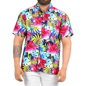 LA LEELA Mens Hawaiian Short Sleeve Button Down Shirt Men's Casual Shirts Vacation Tropical Beach Summer Party Shirts for Men - 1 of 4