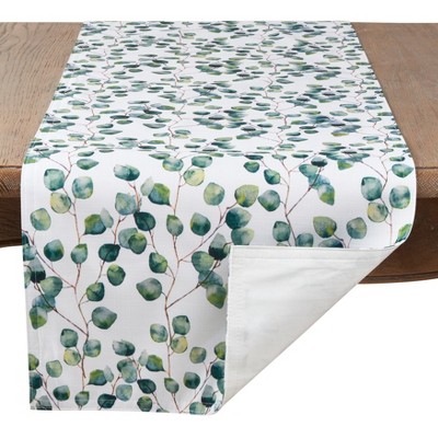 Eucalyptus Leaf Polyester Table Runner with Fringe, 16"x120"