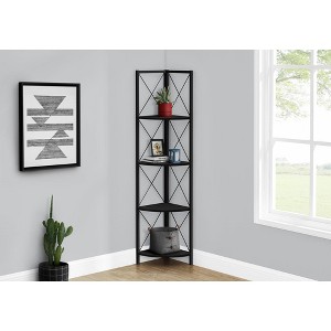 Kumasinova 60"/62" 4-Tier Corner Bookshelf,Black Metal Bookcase with Transitional Square Design/X-Design,Modern Book Shelves for Bedroom,Office - 1 of 4