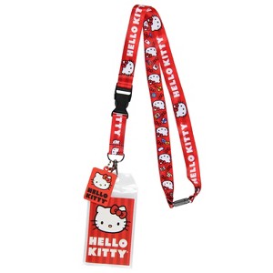 Hello Kitty Classic ID Badge Holder Lanyard w/ 2" Raised Rubber Pendant - 1 of 4