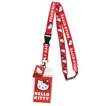 Sanrio Hello Kitty Classic ID Badge Holder Lanyard w/ 2" Raised Rubber Pendant Red