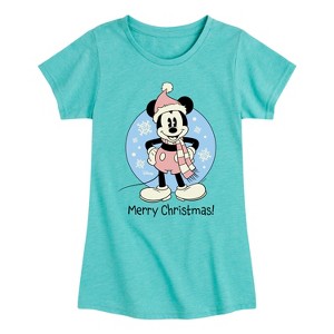 Girls' - Disney - Mickey Merry Christmas Fitted Short Sleeve Graphic T-Shirt - 1 of 4