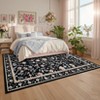 Living Room Rug Machine Washable Area Rug Non Slip Farmhouse Floral Rug Low Pile Soft Foldable Rugs - 2 of 4