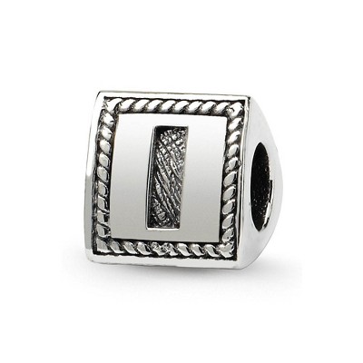 Black Bow Jewelry Triangle Block, Letter I Sterling Silver Bead Charm