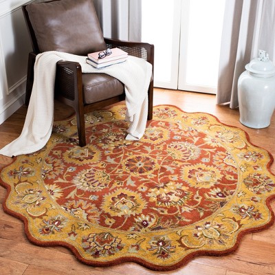 Heritage Red and Natural Hand-Tufted Wool Round Rug, 6'