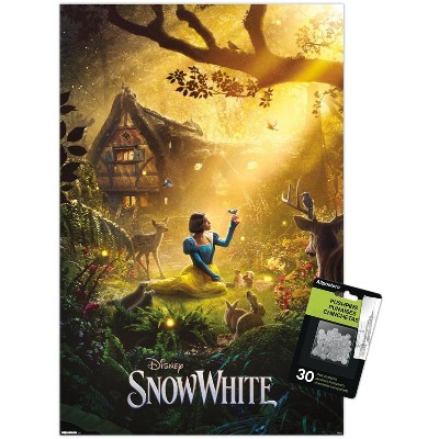 Trends International Disney Snow White: Live Action - One Sheet Unframed Wall Poster Print Clear Push Pins Bundle 14.725" x 22.375"