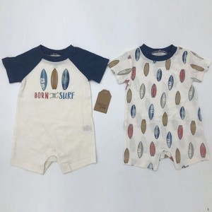 Chick Pea Gender Neutral Baby Short Sleeve Romper 2 PC Set - 1 of 4