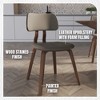 LeisureMod Clivo Leather Dining Chair – Modern Open-Back with Curved Wooden Slats & Poplar Wood Legs for Kitchen or Dining Room Set of 4 - 4 of 4