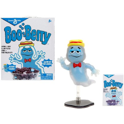 Boo Berry 3.5" Moveable Glow-in-the-Dark Figure with Stand and Cereal Box "Monster Cereals" 1/12 Scale Model by Jada