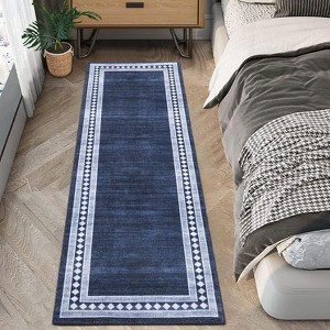 Coucheta Washable Rug Non-Slip, Stain Resistant Low Pile Rug with Border for Hallway Kitchen, Machine Washable Indoor Carpet,Multiple Sizes & Colors - 1 of 4