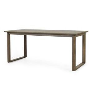 NicBex Outdoor Patio Rectangle Dining Table Acacia Wood Frame Waterproof, 71" W x 34" D x 30" H - 1 of 4
