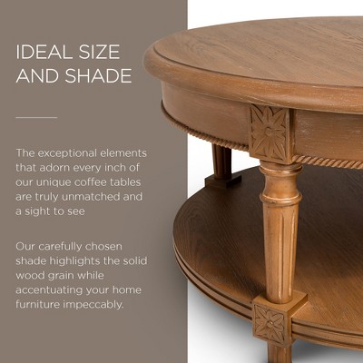Pullman Traditional Round Brown Wooden Coffee Table with Shelf
