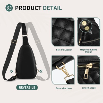 Unique Bargains PU Leather Hiking Cycling Convertible Anti-Theft Mini Sling Bag Black — фото 4