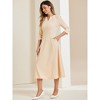 INSPIRE CHIC Women's Elegant Split Neck Side Zipper Pockets 3/4 Sleeve Work A-Line Dress - 3 of 4