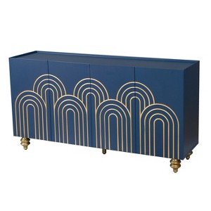 Vynxaria Modern Fluted Sideboard Buffet with 4 Doors, Adjustable Shelves - for Kitchen, Dining & Living Room - 1 of 4