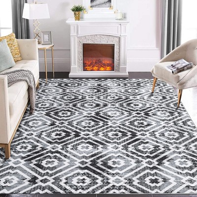 Boho Area Rugs Washable Rug Moroccan Rug Modern Geometric Traditional Rug, 8' x 10' Gray