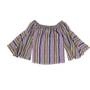 bar III Womens Striped Off the Shoulder Blouse - 1 of 2