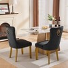 Akoasm 2-Piece Modern Velvet Upholstered Dining Chairs with Gold-Finished Wood Legs and Tacker Nail Accents-Black - 4 of 4
