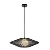ALOADECOR 1 Light Modern Black Hand-Woven Rattan Pendant Light Chandelier for High Ceiling Bubble Shade  Pendant Light for Staircase - 3 of 4