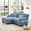 Chenille 2 Seater Modular Sectional Sofa with Ottoman, Deep Seat and Bolster Arms, 94.4" for Living Room-3irtyhousy - 3 of 4