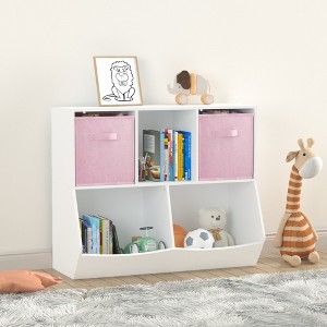 GlasFlength Decorative Storage Cabinets Farmhouse Modern Style，Ample Storage, Natural with Spaious Compartment，White, 35.43"*11.81"*29.52" - 1 of 4