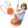 Sorbus Disc Seat Swing - Monkey Rope Tree Zip Line Swings for Play Set, Tree, Outdoor Backyard, Playground Fun, Orange - 3 of 4