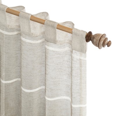 Natural Faux Linen Semi-Sheer Rod Pocket Back Tab Curtain Panel 55" x 96"