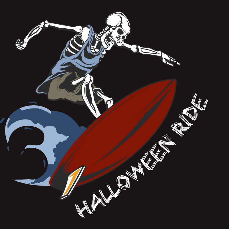 Men's Design By Humans Halloween Surfing Zombie Skeleton Funny Costume t shirt By graceandfinn T-Shirt, 2 of 5
