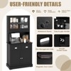 Tangkula Tall Storage Cabinet Freestanding Kitchen Pantry w/ Microwave Stand & 2 Drawers for Living Room Dining Room - 4 of 4