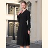 INSPIRE CHIC Women's Notch Lapel Wrap Neck Long Sleeve A-Line Midi Pleated Dress - 4 of 4